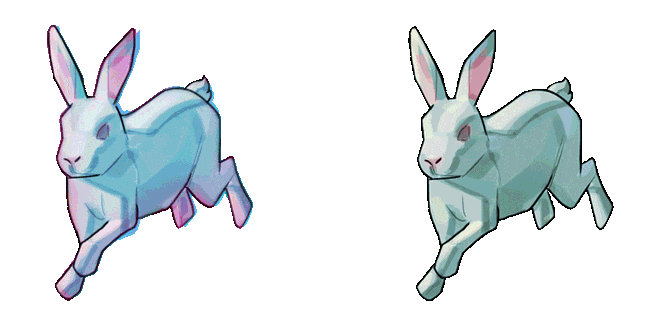 pink blue neon rabbit animated custom cursor