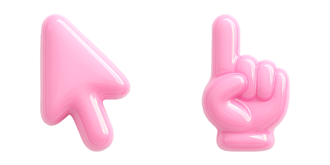 pink glossy arrow & hand 3D custom cursor