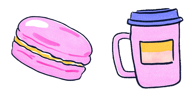pink macaron and coffee cup custom cursor