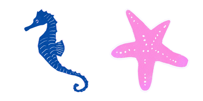 pink starfish and blue seahorse custom cursor
