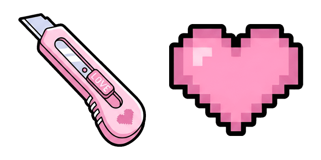 pinky utility knife and pixel heart custom cursor