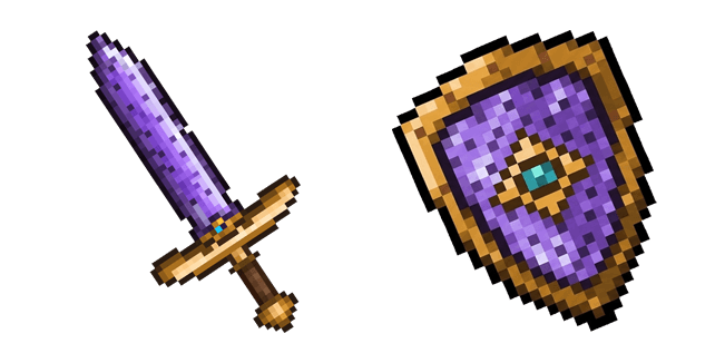 pixel art amethyst sword and shield custom cursor
