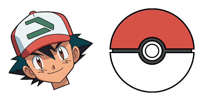 pokemon ash ketchum face and pokeball custom cursor