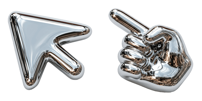 polished chrome arrow and hand custom cursor