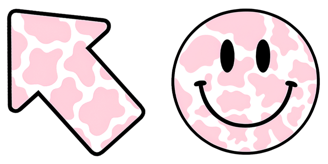 preppy cow pattern arrow & smiley face custom cursor