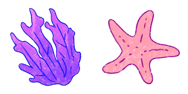 purple coral and pink starfish custom cursor