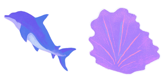 purple dolphin and seashell custom cursor