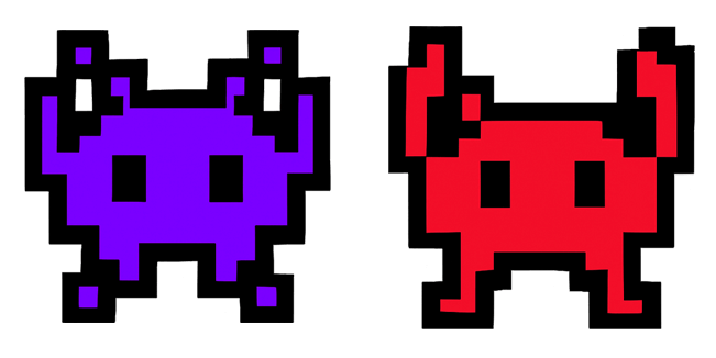 purple & red retro alien monsters custom cursor