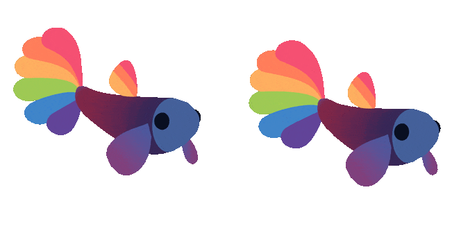 rainbow fish swims animated custom cursor