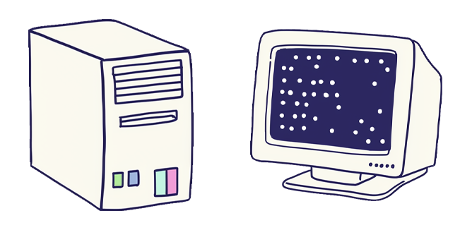 retro desktop pc and monitor custom cursor