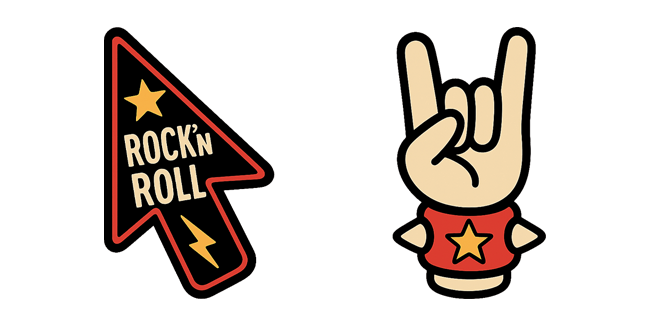 rock n roll arrow & hand custom cursor