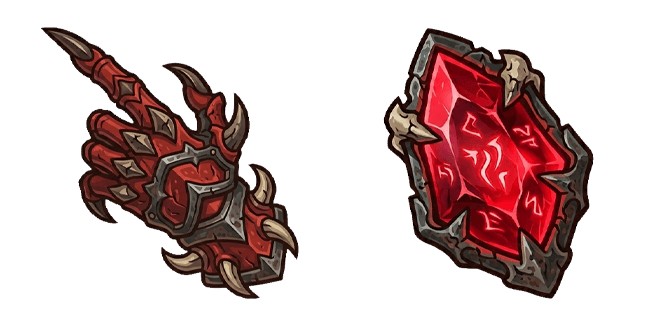 rpg demon hand and red rune crystal custom cursor