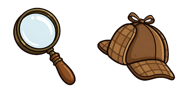 sherlock holmes magnifying glass and detective hat custom cursor