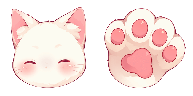 smiling kawaii cat & cat paw custom cursor