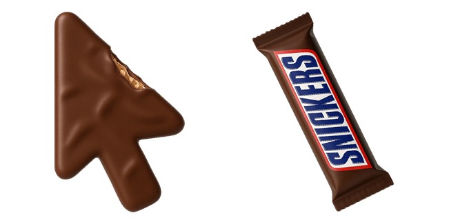 snickers chocolate bar 3d custom cursor