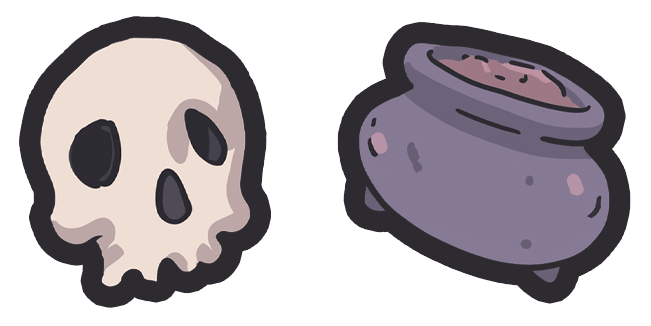 spooky skull and witch cauldron custom cursor