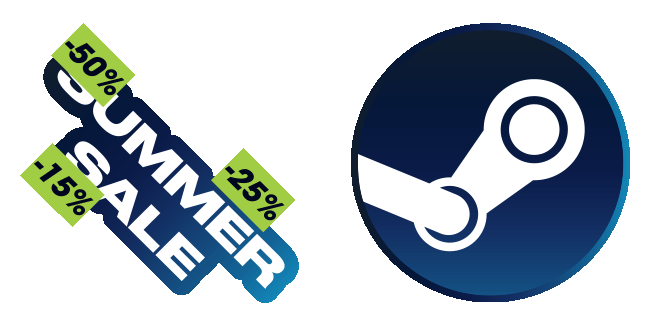 steam logo and summer sale discount animated custom cursor