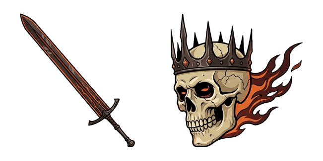 tainted grail the fall of avalon flaming skull king and sword custom cursor