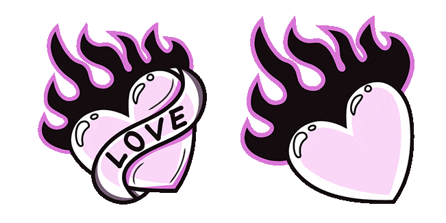 tattoo flaming heart love animated custom cursor