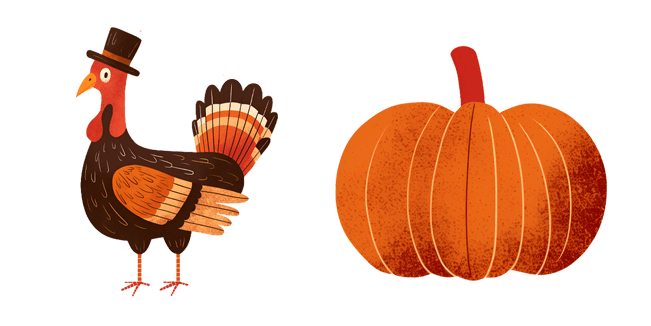 thanksgiving turkey and pumpkin custom cursor