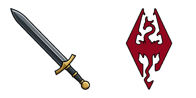the elder scrolls v skyrim sword and dragon symbol custom cursor