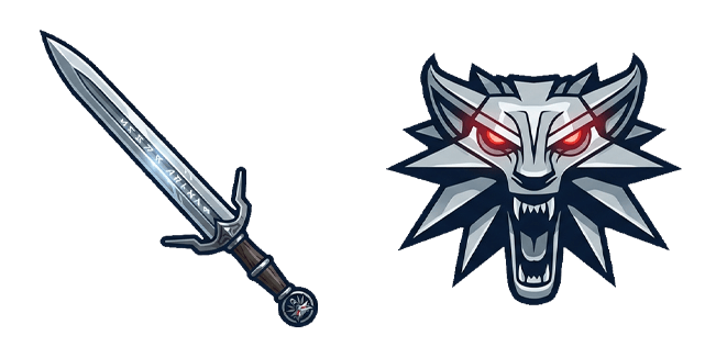 the witcher wolf medallion and silver sword custom cursor