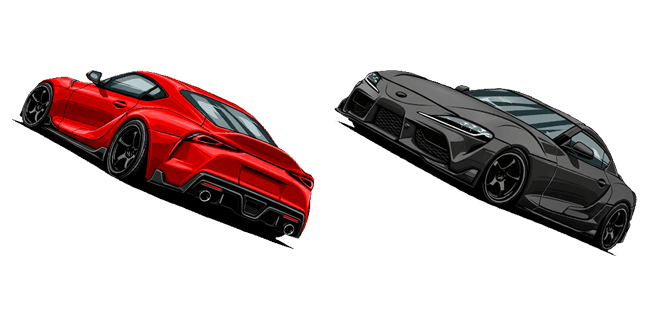 toyota gr supra a90 red and black sports car custom cursor