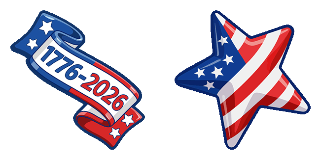 usa independence day ribbon and american flag star animated custom cursor
