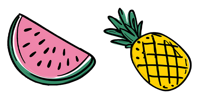 watermelon slice and pineapple sketch custom cursor