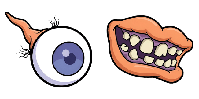 weird severed eyeball and creepy mouth grin custom cursor