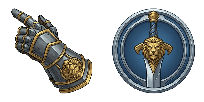 world of warcraft alliance gauntlet hand and lion sword emblem custom cursor