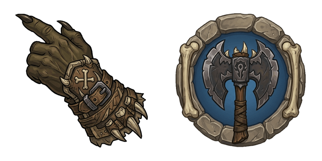 world of warcraft orc hand and horde axe emblem custom cursor