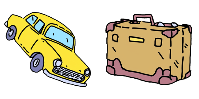 yellow cab and vintage suitcase custom cursor