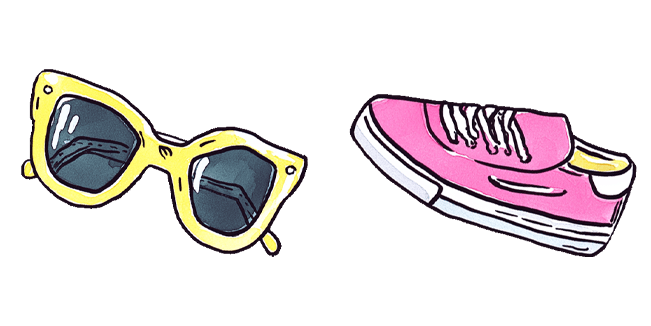 yellow sunglasses and pink sneaker custom cursor