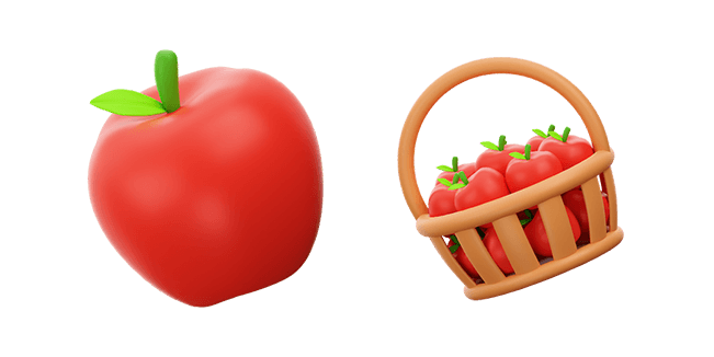 autumn red apple & bucket 3D custom cursor
