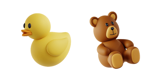 baby duck & teddy bear 3D custom cursor