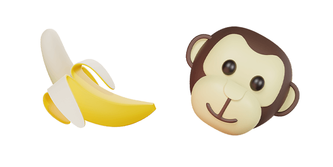 banana & monkey 3d custom cursor