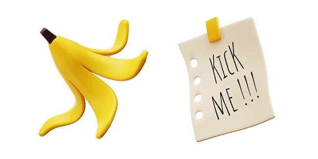 banana peel joke & kick me note 3D custom cursor