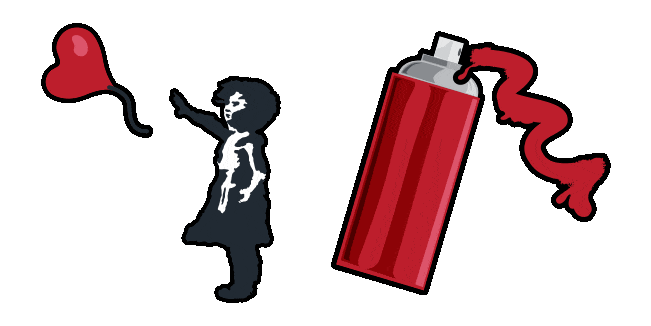 banksy girl with balloon spray can animated custom cursor