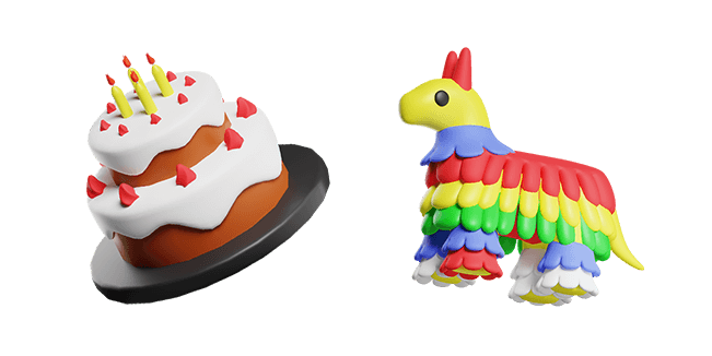 birthday cake & pinata 3D custom cursor