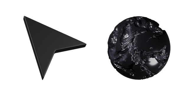black arrow & black orb 3D custom cursor