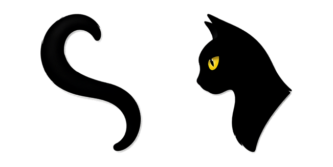 black cat tail and head custom cursor