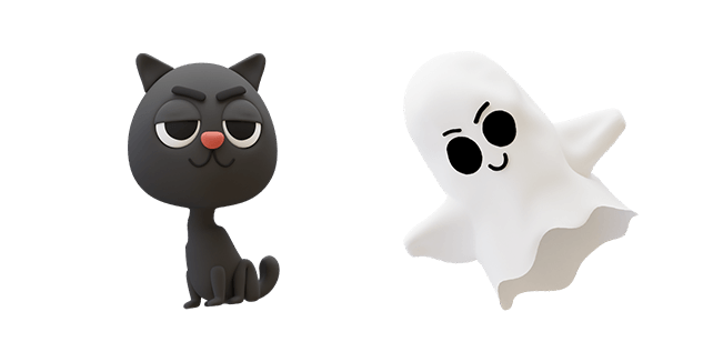 black cat & white ghost 3D custom cursor