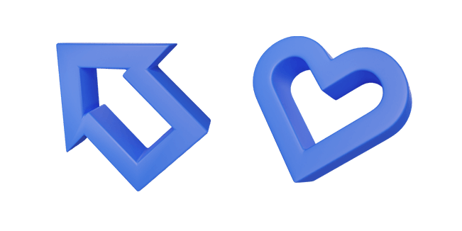 blue arrow & heart 3D custom cursor