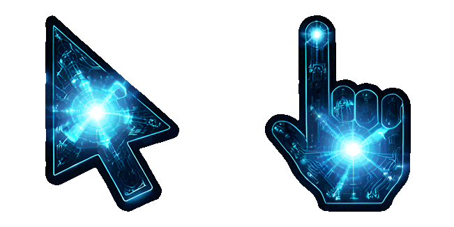 blue cyber energy animated custom cursor
