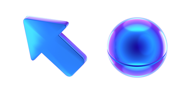 blue gradient arrow & ball 3D custom cursor