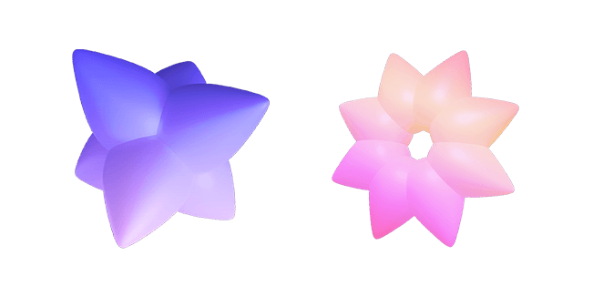 blue gradient flower & pink gradient star abstract 3D custom cursor