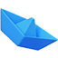 Blue & Green Paper Boat 3D