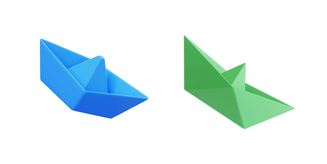 blue & green paper boat 3D custom cursor