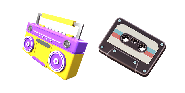 boombox & cassette tape 3D custom cursor